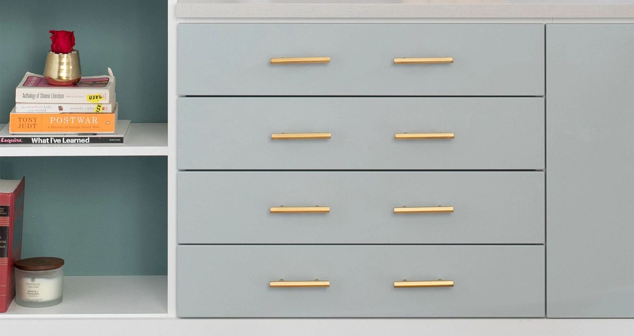 Custom closet storage shelves and drawers design by California Closets