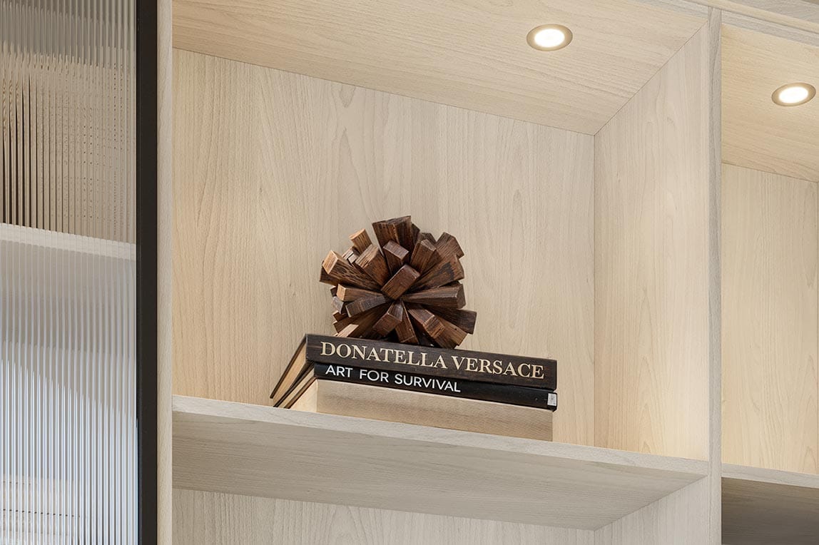 Puck Lights in Custom Shelves | California Closets